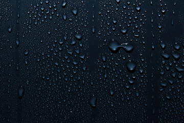 Water drops on blue background, macro