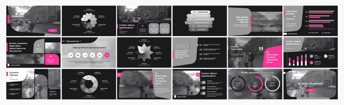 Geometric Graphic Design Project Proposal Presentation. Infographic Slide Template. For use in Presentation, Flyer and Leaflet, SEO, Marketing, Webinar Landing Page Template, Website Design, Banner.