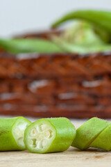 one okra cut in half