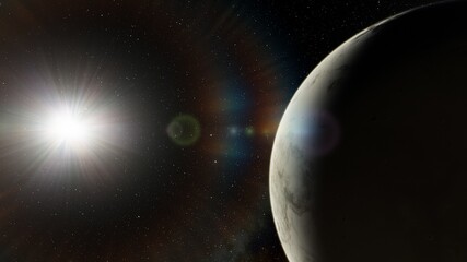 Naklejka premium Planets and galaxy, science fiction wallpaper. Beauty of deep space. Billions of galaxy in the universe Cosmic art background 3d render