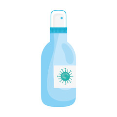 spray bottle with covid19 particle vector illustration design