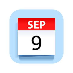 September 9. Calendar Icon. Vector Illustration.