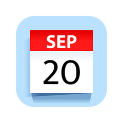 September 20. Calendar Icon. Vector Illustration.