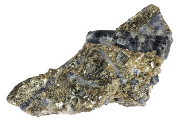 sapphire crystal bunch on mica from Badakhshan, Afghanistan isolated on white background