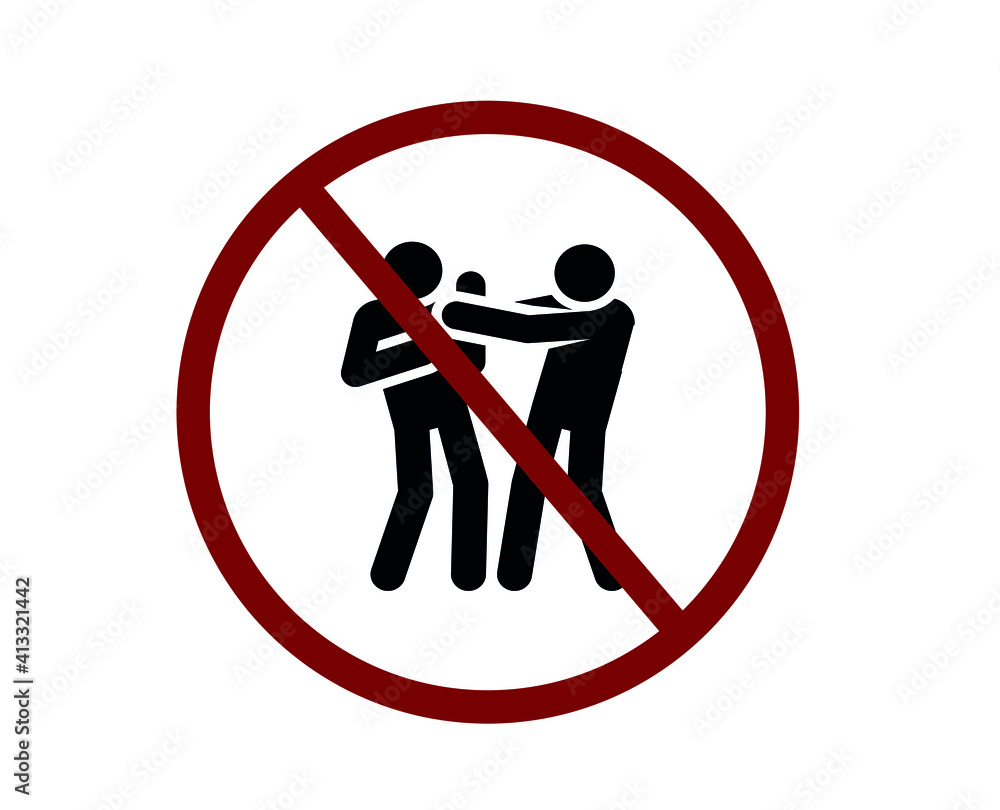 Poster no fighting vector icon. editable stroke. symbol in line art style for design, presentation, website