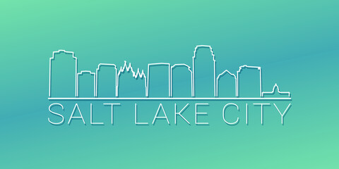 Naklejka premium Salt Lake City, UT, USA Skyline Linear Design. Flat City Illustration Minimal Clip Art. Background Gradient Travel Vector Icon.