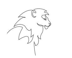 Head of Lion with mane. Continuous One line drawing