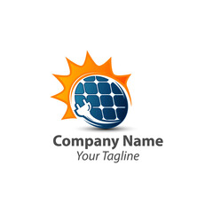 Sun solar energy logo design template. solar tech logo designs