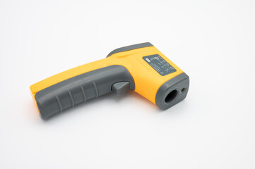 Digital thermometer of gun to measure temperature without touching.