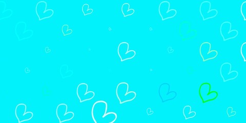 Light Blue, Green vector texture with lovely hearts.