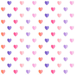 Sweet pastel seamless pattern design of two tone heart isolated on white background. Decorating for wrapping paper, wallpaper, fabric, backdrop and etc.