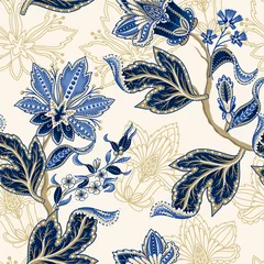 Fotobehang Stijlen patronen Ethnic seamless pattern with Indian ornament. Vector.  © Yumeee