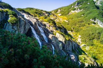 Wielka Siklawa - the largest waterfall in Poland. Five Polish Ponds Valley, Tatra Mountains, Poland