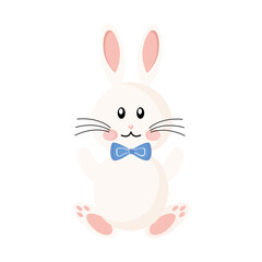 cute easter rabbit with bowtie character vector illustration design