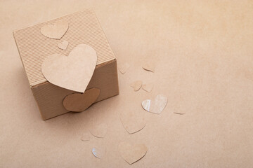 craft cut heart on a cardboard gift box with a place to write