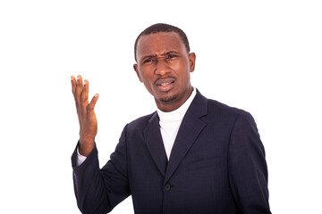 portrait of a handsome businessman, displeased.