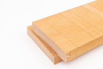 Beech boards above white background with copy space