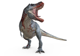 T-Rex, Tyrannosaurus rex, Head with blood to the right,  3D-Rendering