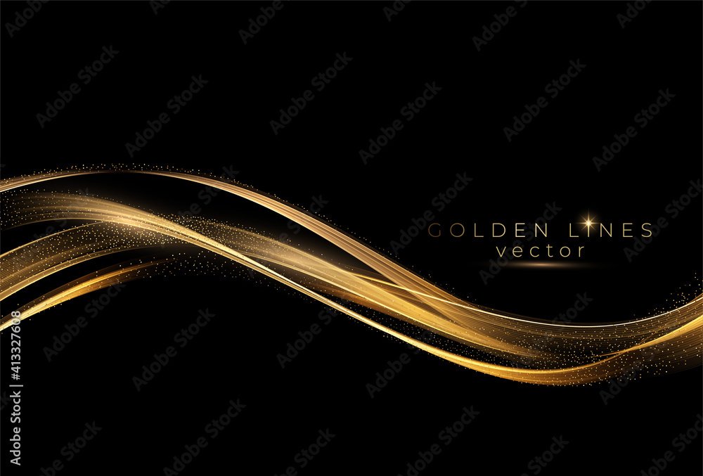 Poster Abstract shiny color gold wave design element