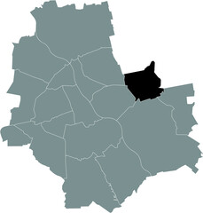 Black location map of the Varsovian Rembertów district inside gray map of Warsaw, Poland