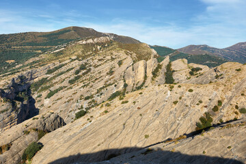 Rocky cliffs close to Vadiello reservoir in Guara Natural Park, Huesca, Spain