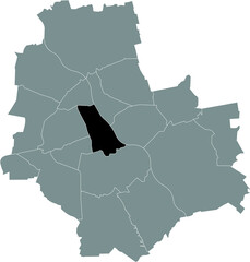 Black location map of the Varsovian Śródmieście district inside gray map of Warsaw, Poland