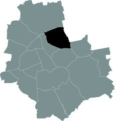 Black location map of the Varsovian Targówek district inside gray map of Warsaw, Poland