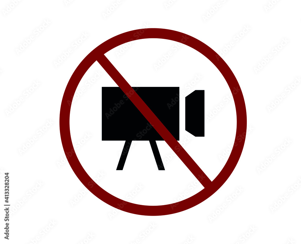 Poster no video camera vector icon. editable stroke. symbol in line art style for design, presentation, web
