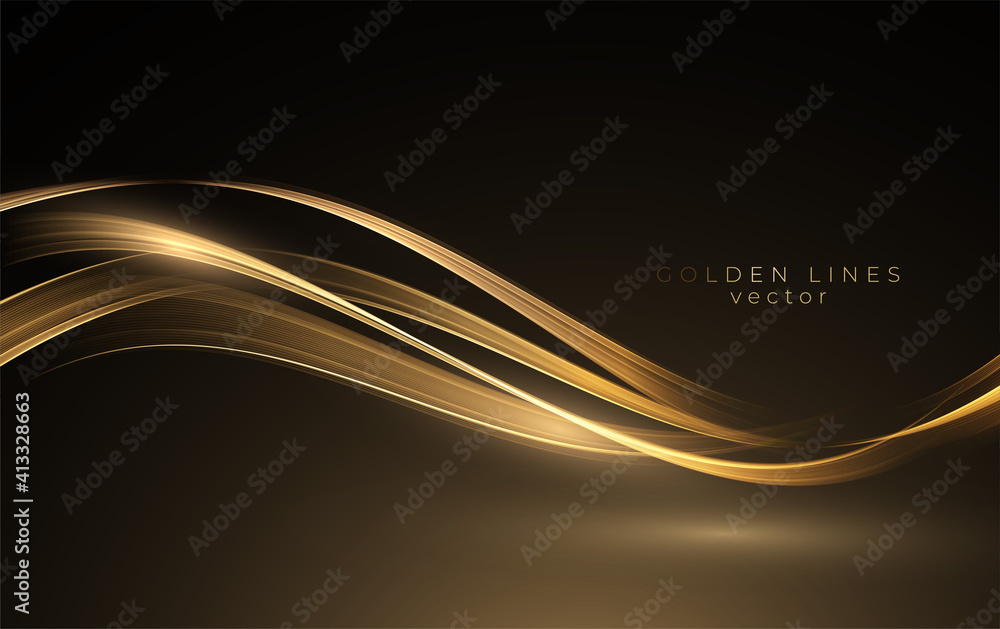 Aufkleber abstract shiny color gold wave design element