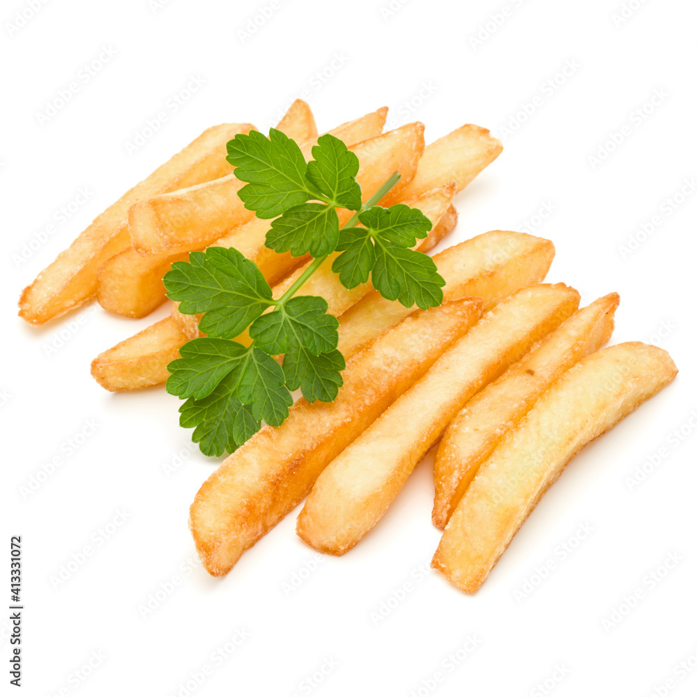 Wall mural french fried potatoes isolated on white background