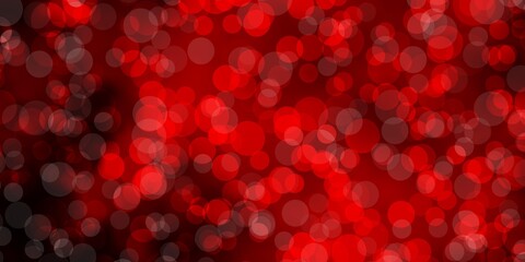 Dark Red vector background with circles.