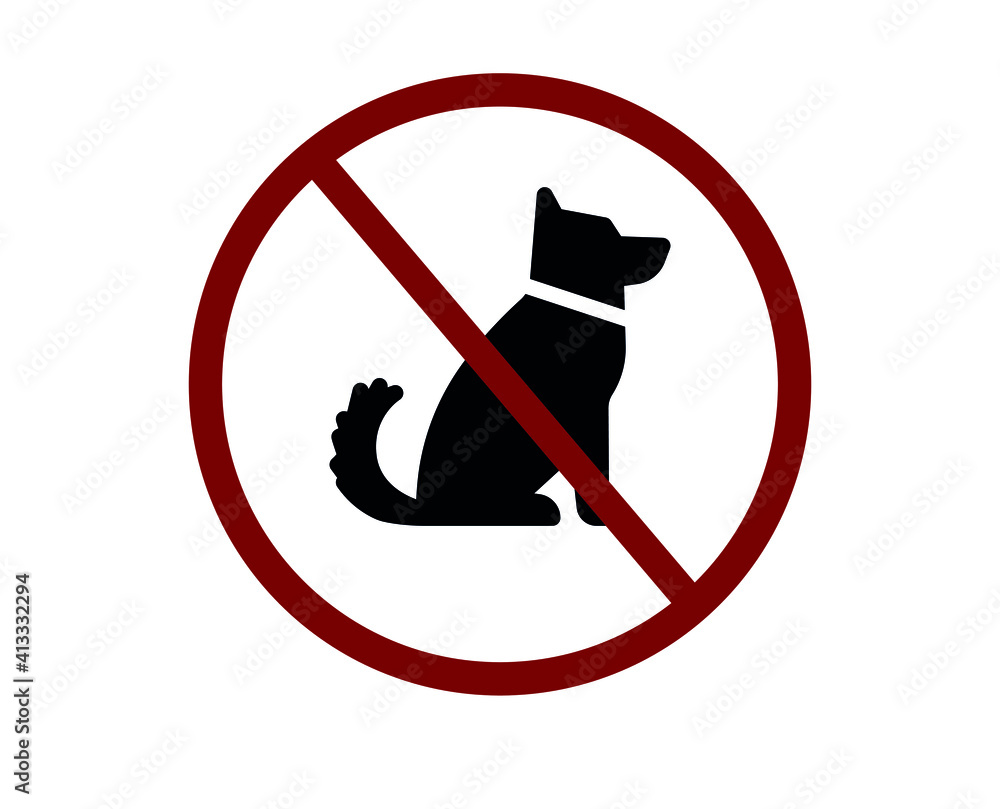 Poster no dog vector icon. editable stroke. symbol in line art style for design, presentation, website or a