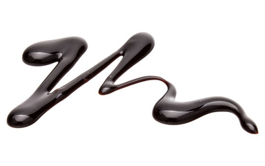 Chocolate syrup drop isolated on white background