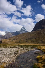 Photo sur Plexiglas Alpamayo Stunning view of the Artesonraju, the peak that inspired the Paramount Pictures logo, Santa Cruz trek, Cordillera Blanca, Ancash, Peru