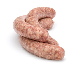 Raw sausage isolated on white background