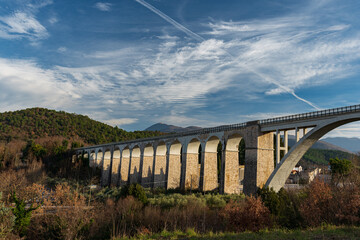 Isernia, Molise, Italy.  Santo Spirito railway bridge. View