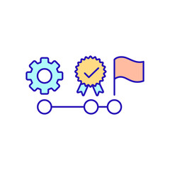 Bonuses for work RGB color icon. Goal achievement and promotion. Combination of force and movement. Working mechanism and idea reward. Remuneration and career ladder. Isolated vector illustration