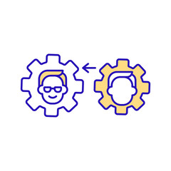Business function model yellow RGB color icon. Produce product and provide service. Activities and actions. Mission of organization. Processes and operations. Isolated vector illustration
