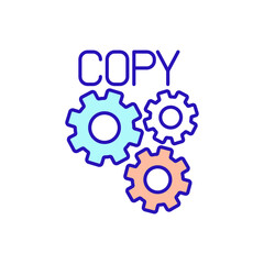 Business function RGB color icon. Copy and mechanism of work. New worker in organization. Improvement of level and development. Period adaptation of employee. Isolated vector illustration