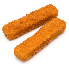 Crispy Fish fingers isolated on white background
