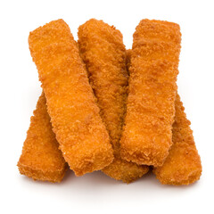 Crispy Fish fingers isolated on white background