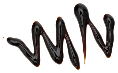 Balsamic vinegar cream isolated on white background. Italian salad dressing, sauce.