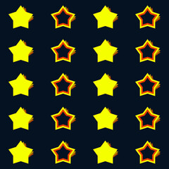 Stars vector pattern. Blue background and yellow stars.