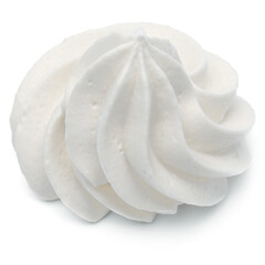 Fototapeta na wymiar Whipped cream swirl isolated on white background cutout