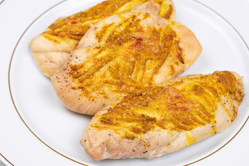 Fried Chicken Breasts with mustard and cheese
