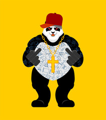 Panda gangster and bandit. Cool Bear. SWAG gangsta. Animal guy rapper