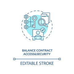 Balance contract access and security concept icon. Efficient contract management process. Contract information idea thin line illustration. Vector isolated outline RGB color drawing. Editable stroke