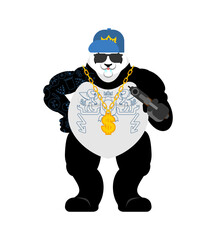 Panda gangster and bandit. Cool Bear. SWAG gangsta. Animal guy rapper