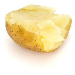 one boiled peeled potato half isolated on white background cutout
