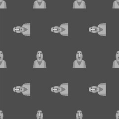 Moai pixel art pattern seamless. Easter Island idol 8 bit background. ancient statues texture. vector ornament